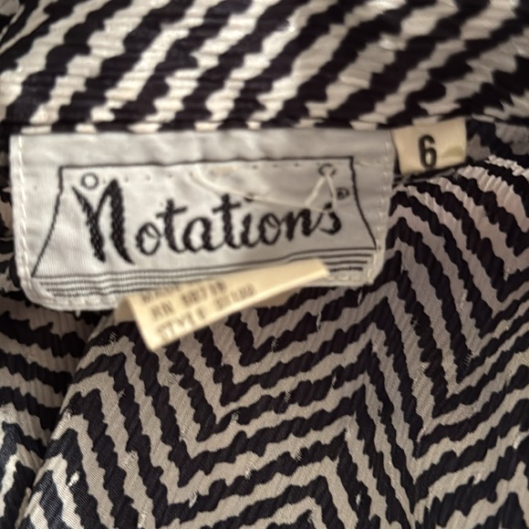 Notations Black & White Chevron collared button down blouse women’s Shirt Sz 6 - Picture 7 of 7